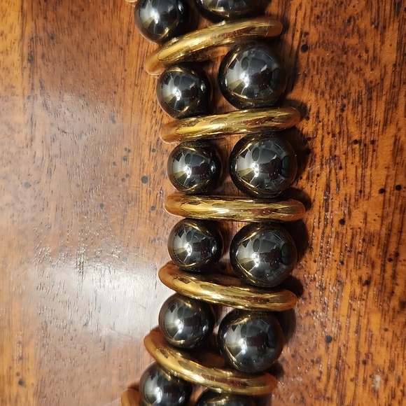 Vintage statement necklace two-tone metal - Picture 4 of 4